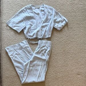 Abercrombie Light Blue Two-Piece Linen Blend Set